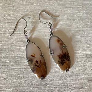Great Falls Dendritic Agate and Amethyst Sterling Silver Artisan Earrings